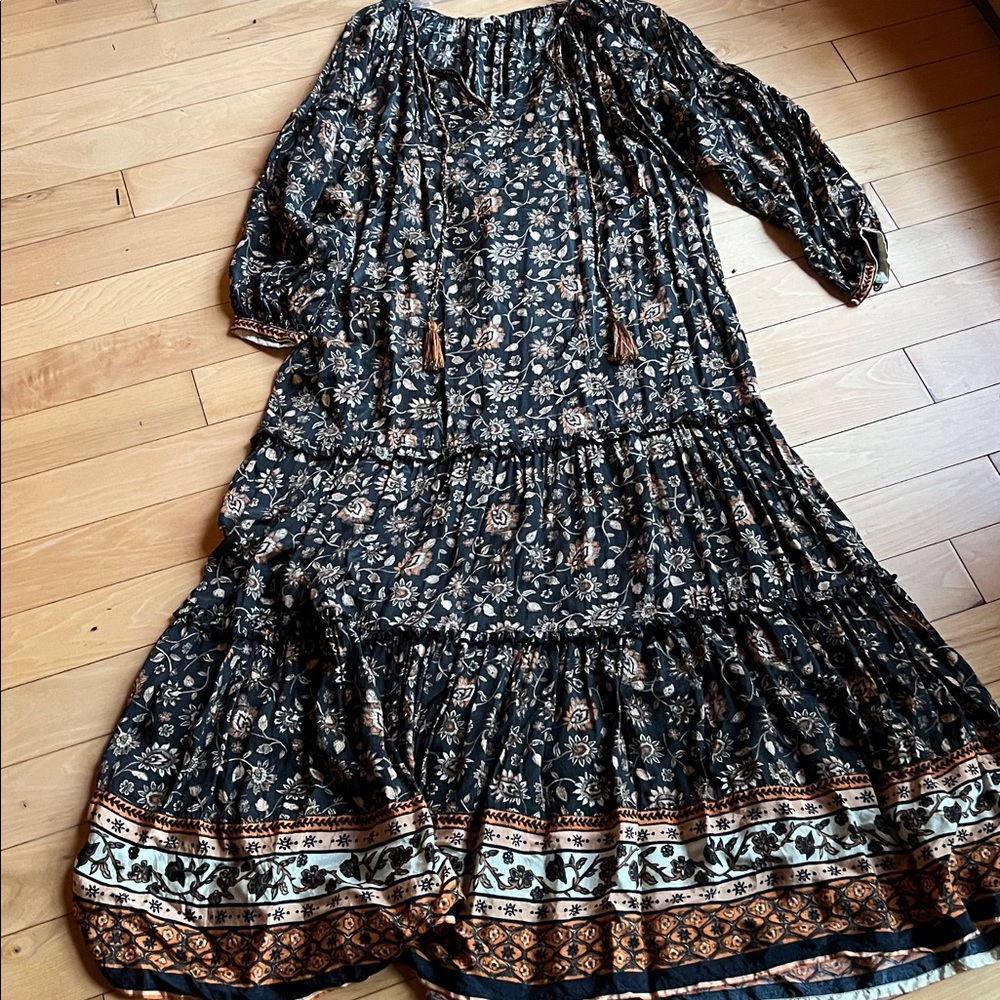 Natural life oversized maxi dress with tassle tie